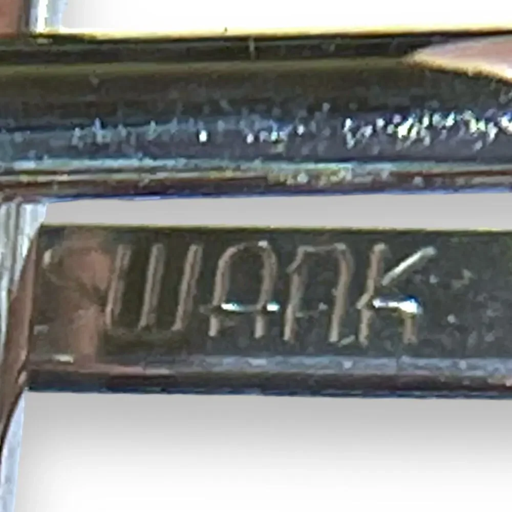 VTG Swank Cufflinks and Tie Bar Silver Tone Blue Glass Art Deco MCM Set Signed
